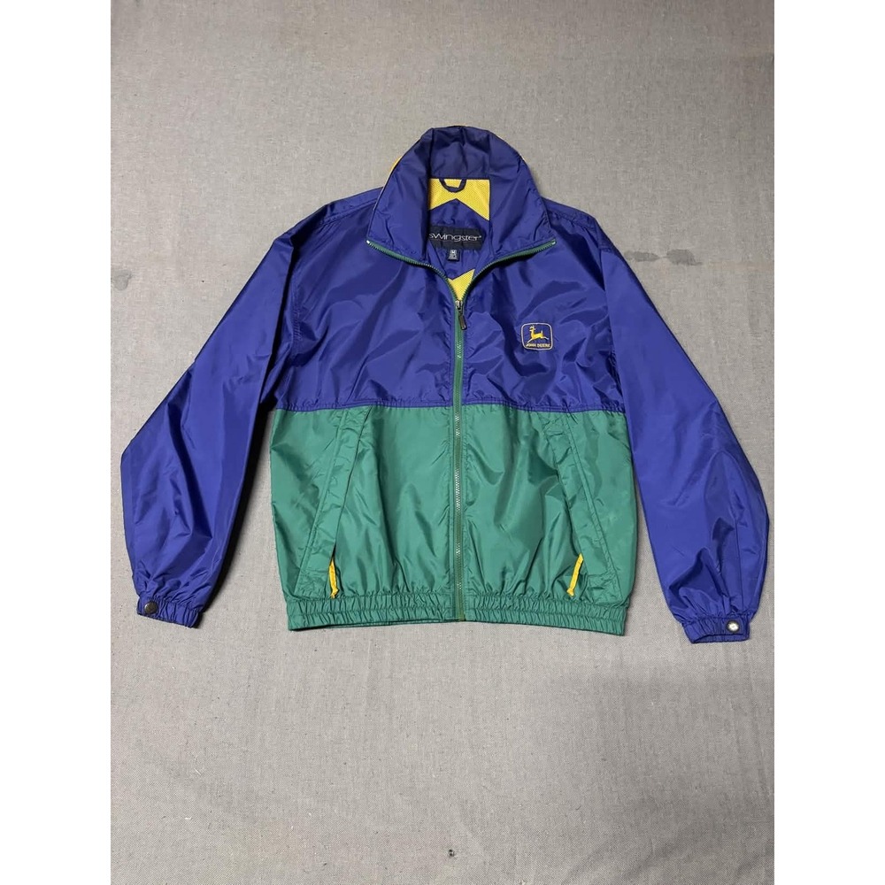 Swingster John Deere Windbreaker Jacket Mens M Purple Green Colorblock Vintage